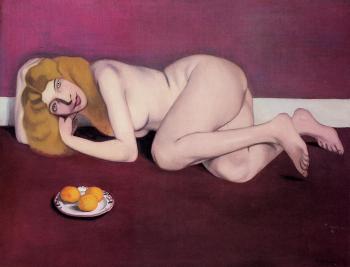 Felix Vallotton : Nude Blond Woman with Tangerines